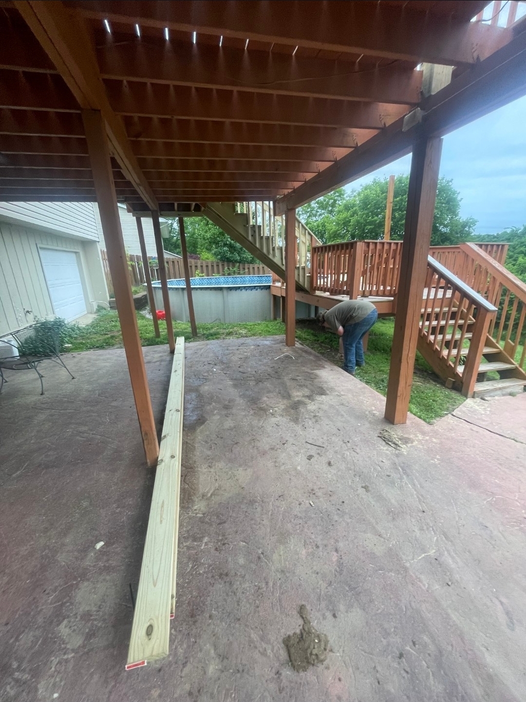 Deck demolition area cleared and ready